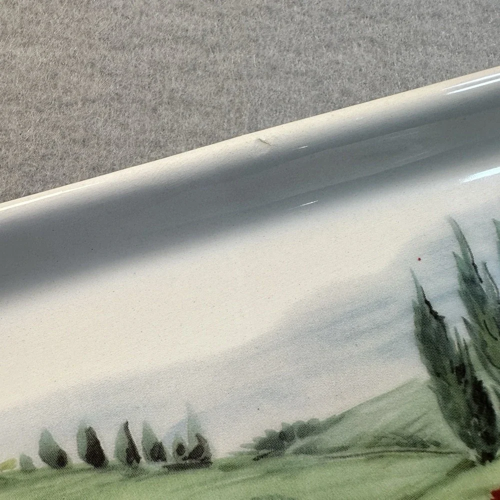 Azzurra Ceramiche Made in Italy Rooster Chicken Tray Cottagecore Tuscany 14 x 7